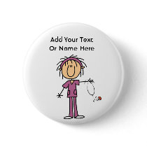 White Female  Stick Figure Nurse T-shirts and Gift Buttons