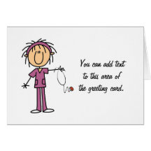 White Female  Stick Figure Nurse T-shirts and Gift Greeting Card