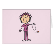 White Female  Stick Figure Nurse T-shirts and Gift Card