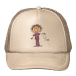 White Female  Stick Figure Nurse T-shirts and Gift Mesh Hat