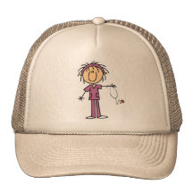 White Female  Stick Figure Nurse T-shirts and Gift Mesh Hat