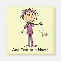 White Female  Stick Figure Nurse T-shirts and Gift Fridge Magnets