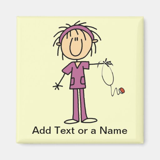 White Female  Stick Figure Nurse T-shirts and Gift Fridge Magnets