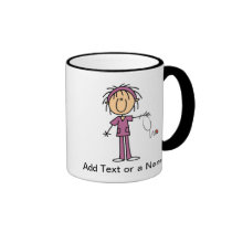 White Female  Stick Figure Nurse T-shirts and Gift mugs