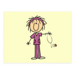 White Female  Stick Figure Nurse T-shirts and Gift Post Card