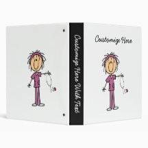 White Female Stick Figure Nurse T-shirts and Gifts Vinyl Binders