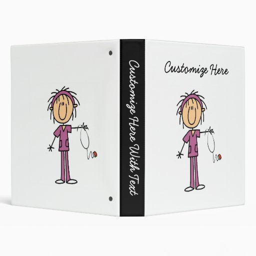 White Female Stick Figure Nurse T-shirts and Gifts Vinyl Binders