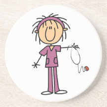 White Female Stick Figure Nurse T-shirts and Gifts Coasters