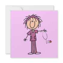 White Female Stick Figure Nurse T-shirts and Gifts Invite