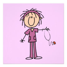 White Female Stick Figure Nurse T-shirts and Gifts Invite