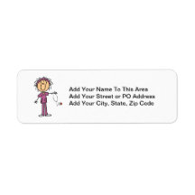 White Female Stick Figure Nurse T-shirts and Gifts Return Address Labels