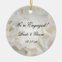 White Floral Engagement Ornament