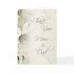 White Floral Parents  Wedding Day Thank You Card