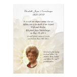 White Floral Photo Death Announcement Card