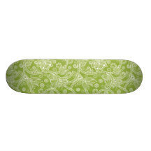 White Floral Swirls Skate Board Deck