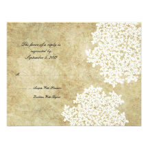 White Floral Vintage Wedding RSVP Announcement