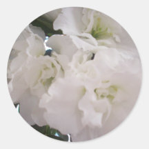 white flower round sticker