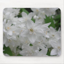 White flowering shrub mouse mats