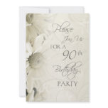 White Flowers 90th Birthday Party Invitations
