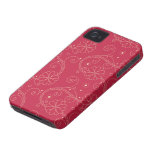 White Flowers and Swirls on Red Iphone 4 Case-mate Cases