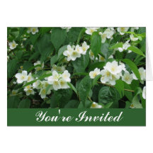 White flowers invitation card