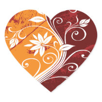 White Flowers on Orange and Burgundy Grunge Sticker