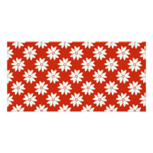 White flowers pattern custom photo card