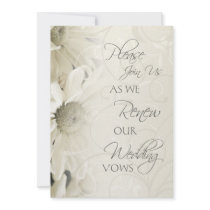 White Flowers Wedding Vow Renewal Invitations