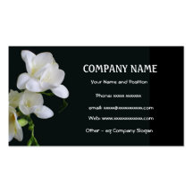 White Freesia on Black Business Card