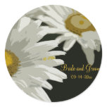 White Garden Daisies Wedding Envelope Seals Round Stickers