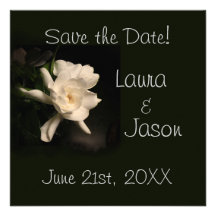 White Gardenia "Save the Date"  Square Card Invites