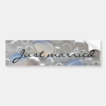White Gems Just Married Bumper Sticker