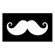 White gentleman handlebar moustache on black business cards