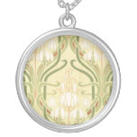 white geranium art nouveau elegant pattern pendant
