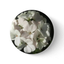 White Geraniums 2 Pinback Button