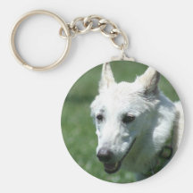 White German Shepherd keychain
