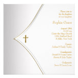 White Gold Cross Baby Boy Girl Christening Custom Invite