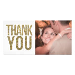 White & Gold Glitter Thank You Photo Cards photo cards