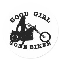 White Good Girl Biker Round Sticker
