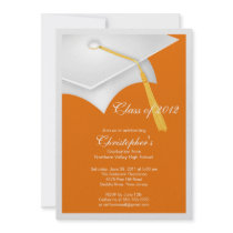 White Grad Cap Graduation Party Invitation