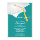 White Grad Cap Graduation Party Invitation invitations