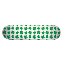 White green shamrocks and hearts custom skateboard