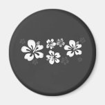 white grey hibiscus design magnet