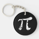 White Grunge Pi Symbol Keychains