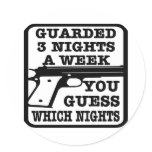 White Guarded 3 Nights Week Round Sticker