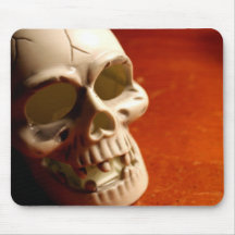 White Halloween Skull Mousepad