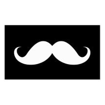 White handlebar moustache on black background business card template