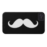 White handlebar moustache on black background iPhone 4 Case-Mate case