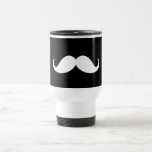 White handlebar moustache on black background mug