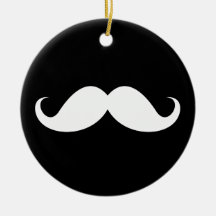 White handlebar moustache on black background ornaments